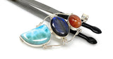 Gemstone Pendant - Larimar, Labradorite and Sunstone , Wire Wrapped Pendant, Silver Jewelry Gifts for Her, Bohemian Jewelry