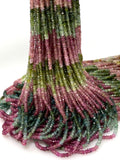 14.5" Natural Tourmaline Gemstone Beads, Watermelon Color Tourmaline Beads, Multi Color Wholesale Bulk Beads, 3mm - 3.5mm