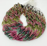 14.5" Natural Tourmaline Gemstone Beads, Watermelon Color Tourmaline Beads, Multi Color Wholesale Bulk Beads, 3mm - 3.5mm