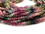 13" Natural Tourmaline Gemstone Beads, Multi Color Tourmaline Beads, Jewelry Supplies, Wholesale Bulk Beads, 4mm -4.5mm