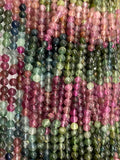 13" Natural Tourmaline Gemstone Beads, Multi Tourmaline Smooth Round Beads, Jewelry Supplies, Wholesale Bulk Beads, AA+ Grade, 3.75mm - 4mm
