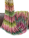 14.5" Natural Tourmaline Gemstone Beads, Watermelon Color Tourmaline Beads, Multi Color Wholesale Bulk Beads, 3mm - 3.5mm