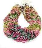 14.5" Natural Tourmaline Gemstone Beads, Watermelon Color Tourmaline Beads, Multi Color Wholesale Bulk Beads, 3mm - 3.5mm