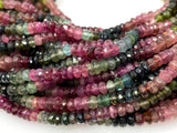 13" Natural Tourmaline Gemstone Beads, Multi Color Tourmaline Beads, Jewelry Supplies, Wholesale Bulk Beads, 4mm -4.5mm
