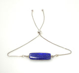 Lapis Lazuli Bar Gemstone Bracelet, Sterling Silver Adjustable Bolo Bracelet, AAA Quality Lapis Lazuli Bracelet, Gifts for Her