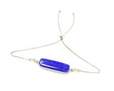 Lapis Lazuli Bar Gemstone Bracelet, Sterling Silver Adjustable Bolo Bracelet, AAA Quality Lapis Lazuli Bracelet, Gifts for Her