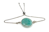 Amazonite Gemstone Bracelet, Sterling Silver Adjustable Bolo Bracelet, AAA Quality Peruvian Amazonite Bracelet, Gifts for Her