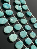 Amazonite Gemstone Beads, Peruvian Amazonite Beads, Jewelry Supplies, Wholesale Bulk Beads, 14x9.5mm -14.5x10mm, 8" Strand