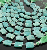 Amazonite Gemstone Beads, Peruvian Amazonite Beads, Jewelry Supplies, Wholesale Bulk Beads, 13x9mm -14x10mm, 7.5" Strand