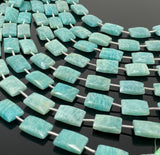 Amazonite Gemstone Beads, Peruvian Amazonite Beads, Jewelry Supplies, Wholesale Bulk Beads, 13x9mm -14x10mm, 7.5" Strand