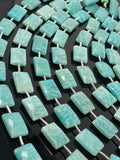 Amazonite Gemstone Beads, Peruvian Amazonite Beads, Jewelry Supplies, Wholesale Bulk Beads, 13x9mm -14x10mm, 7.5" Strand