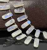 8 Pcs Rainbow Moonstone Beads, Moonstone Bar Briolette Beads, Gemstone Beads, Bulk Wholesale Beads, 23mmx9mm - 25x10mm