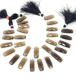 Natural Smoky Quartz Bar Gemstone Beads, Jewelry Supplies, Wholesale Bulk Gemstone Beads, 23x9mm - 25x10mm