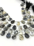 Dendrite Opal Gemstone Beads, Dendritic Opal Beads, Bulk Wholesale Beads, Jewelry Supplies, 14x10mm - 14.5x10mm, 8” Strand