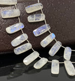 8 Pcs Rainbow Moonstone Beads, Moonstone Bar Briolette Beads, Gemstone Beads, Bulk Wholesale Beads, 23mmx9mm - 25x10mm