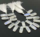 8 Pcs Rainbow Moonstone Beads, Moonstone Bar Briolette Beads, Gemstone Beads, Bulk Wholesale Beads, 23mmx9mm - 25x10mm