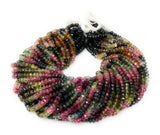13" Natural Tourmaline Gemstone Beads, Multi Color Tourmaline Beads, Jewelry Supplies, Wholesale Bulk Beads, 4mm -4.5mm