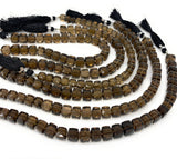 8" Natural Smoky Quartz Gemstone Beads, 3 D Cube Box Beads, Jewelry Supplies, Wholesale Bulk Beads, 8mm - 9mm