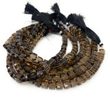 8" Natural Smoky Quartz Gemstone Beads, 3 D Cube Box Beads, Jewelry Supplies, Wholesale Bulk Beads, 8mm - 9mm