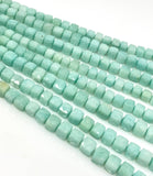 8" Peruvian Amazonite Gemstone Beads, 3D Cube Box Beads, Jewelry Supplies, Wholesale Bulk Beads, 7-8mm