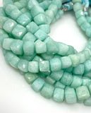 8" Peruvian Amazonite Gemstone Beads, 3D Cube Box Beads, Jewelry Supplies, Wholesale Bulk Beads, 7-8mm