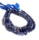 Natural Iolite Beads, Gemstone Beads, 3D Cube Box Beads, Wholesale Bulk Beads, 8" Strand