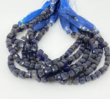 Natural Iolite Beads, Gemstone Beads, 3D Cube Box Beads, Wholesale Bulk Beads, 8" Strand