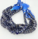 Natural Iolite Beads, Gemstone Beads, 3D Cube Box Beads, Wholesale Bulk Beads, 8" Strand