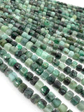 Natural Emerald Gemstone Beads, Bulk Wholesale Beads, Emerald 3D Cube Box Beads, AAA Grade, Jewelry Supplies, 6mm - 7mm , 8”strand