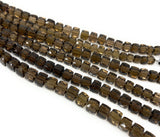 8" Natural Smoky Quartz Gemstone Beads, 3 D Cube Box Beads, Jewelry Supplies, Wholesale Bulk Beads, 8mm - 9mm