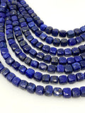 Lapis Lazuli Gemstone Beads, Bulk Wholesale Beads, Lapis Lazuli 3D Cube Box Beads, Jewelry Supplies, 8" Strand
