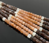 Multi Moonstone Gemstone Beads, Multi Moonstone 3D Cube Box Beads, Jewelry Supplies, Bulk Wholesale Beads, AAA Quality, 8" Strand