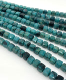 Natural Chrysocolla Gemstone Beads, Chrysocolla 3D Cube Box Beads, Wholesale Bulk Beads, Jewelry Supplies, 7mm -8mm, 8” strand