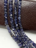 Natural Iolite Beads, Gemstone Beads, 3D Cube Box Beads, Wholesale Bulk Beads, 6mm - 7mm, 8" Strand
