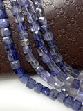 Natural Iolite Beads, Gemstone Beads, 3D Cube Box Beads, Wholesale Bulk Beads, 8" Strand