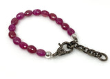 Pink Sapphire Pave Diamond Adjustable Bracelet, Healing Spiritual September Birthstone Jewelry, Birthstones & Crystals, Heart Chakra Jewelry