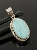 Natural Larimar Gemstone Pendant, Bohemian Jewelry, Sterling Silver Pendant, Gifts for Her, 1.50” x 0.75”