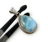 Larimar Pendant, Gemstone Pendant, Bohemian Jewelry, Sterling Silver Pendant, Natural Gemstone Pendant, 1.50” x 0.80”