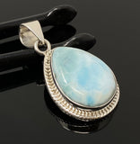 Larimar Pendant, Gemstone Pendant, Bohemian Jewelry, Sterling Silver Pendant, Natural Gemstone Pendant, 1.50” x 0.80”