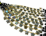 Natural Labradorite Gemstone Beads, Labradorite Star Beads, Bulk Wholesale Beads, 10.5x10.5mm , 5" Strand/ 10 Beads
