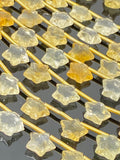 Citrine Gemstone Beads, Citrine Star Beads, Jewelry Supplies, Wholesale Bulk Beads, 10.5mm x 10.5mm , 5” Strand/ 10 Beads