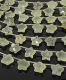 Natural Prehnite Beads, Gemstone Star Beads, Bulk Wholesale Beads, Jewelry Supplies, 10mm - 10.5mm, 5” Strand/ 10 Beads