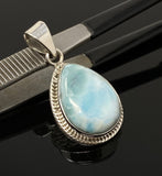 Larimar Pendant, Gemstone Pendant, Bohemian Jewelry, Sterling Silver Pendant, Natural Gemstone Pendant, 1.50” x 0.80”