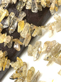 Golden Yellow Rutile Beads, Rough Polished Gemstone Beads, Jewelry Supplies, Rutilated Quartz Beads, Wholesale Beads, Bulk Beads, 8" Strand