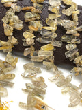 Golden Yellow Rutile Beads, Rough Polished Gemstone Beads, Jewelry Supplies, Rutilated Quartz Beads, Wholesale Beads, Bulk Beads, 8" Strand