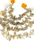 Golden Yellow Rutile Beads, Rough Polished Gemstone Beads, Jewelry Supplies, Rutilated Quartz Beads, Wholesale Beads, Bulk Beads, 8" Strand