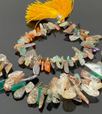Natural Multi Gemstone Beads, Rough Polished Uncut Beads, Gemstone Beads, Jewelry Supplies, Wholesale Bulk Beads, 8" Strand