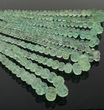 16” Natural Fluorite Gemstone Beads, Green Fluorite Carved Melon Pumpkin Beads, Jewelry Supplies, Wholesale Bulk Beads,