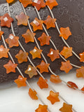 Carnelian Gemstone Beads, Natural Carnelian Star Shape Beads, Jewelry Supplies, Bulk Wholesale Beads,
