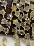Golden Rutile Gemstone Beads, Star Beads, Jewelry Supplies, Wholesale Bulk Beads, AAA Quality, 5" Strand/ 10 Beads, 10.5mm x 10.5mm